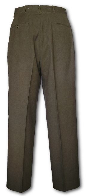 Special 18 oz. Olive Drab 33 Serge Wool Field Trousers Spec. 353B Back View