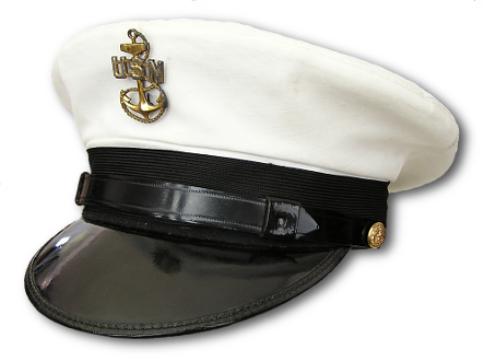 Chief petty officer's service cap with white cover.