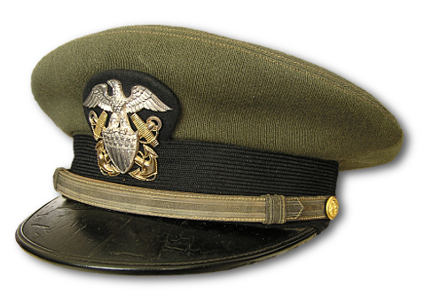 U.S. Navy aviation officer's cap with forestry green cover.