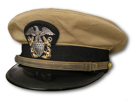 U.S. Navy officer's service cap with khaki cotton cover.