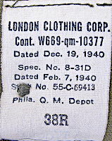 Contractor's label for the khaki cotton shirt shown to the right. Labels were located on the inside of the right, rear shirt tail. Phillips‐Jones Corp. of Barnesboro, PA. was a primary shirt contractor for the Army throughout WW2. Contract 12872 was issued in August 1941 for $252,000 and completed in February 1942.